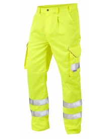 Leo Bideford Yellow Polycotton Cargo Trousers - Regular